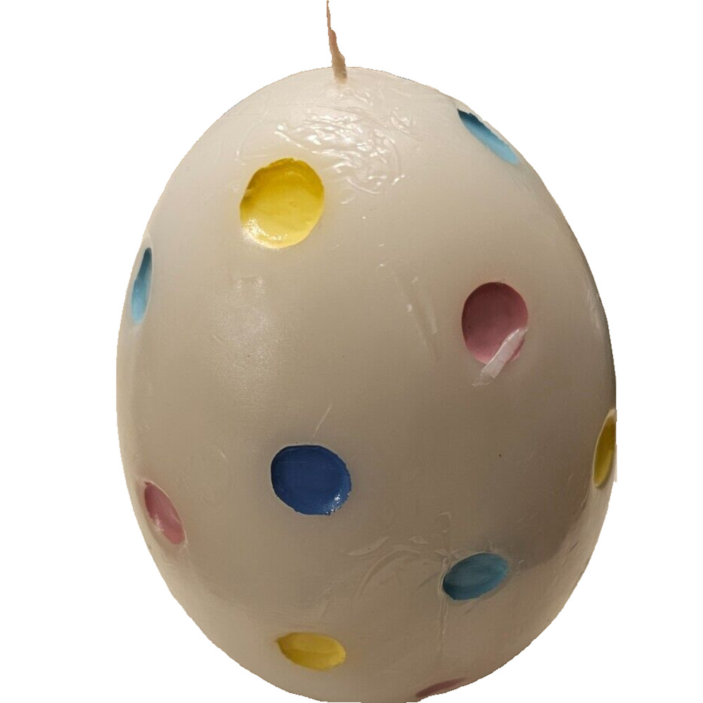 Adorable Easter Egg candle - colored dots - 6 inches High
